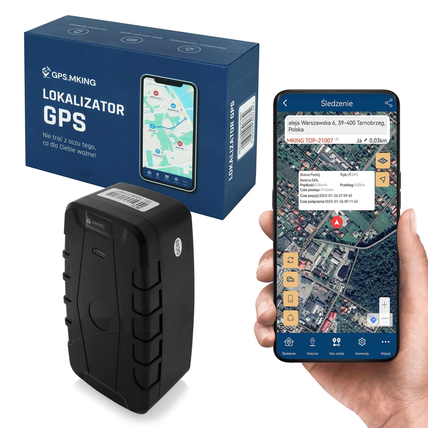 Lokalizator GPS z magnesem - 240 dni IP65 z podsłuchem uniwersalny MK76